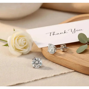 Sparkling Lab Grown Diamond Stud Earrings | 5, 6, 7 or 8Mm | Silver Dainty Minimalist Studs | round Cut Diamonds | Gift for Her