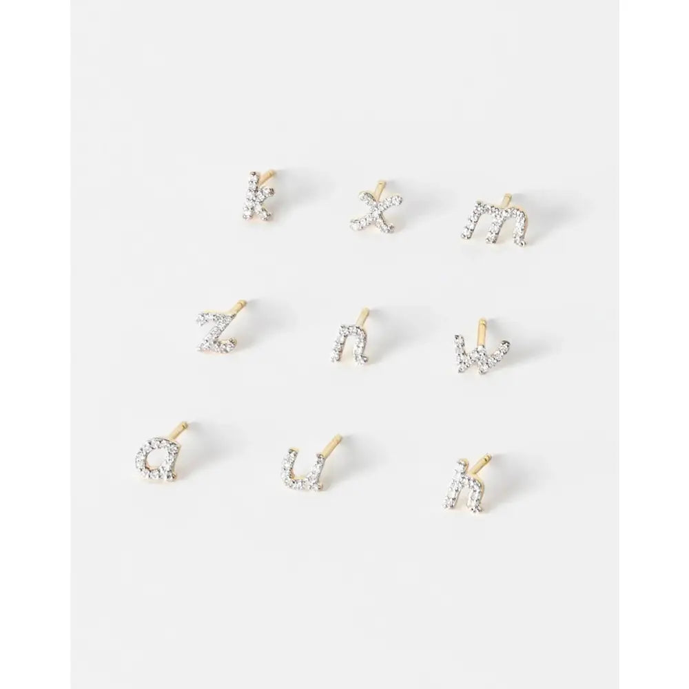 Sparkling Mini Letter Pavé Stud Earrings.