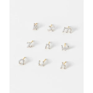 Sparkling Mini Letter Pavé Stud Earrings.