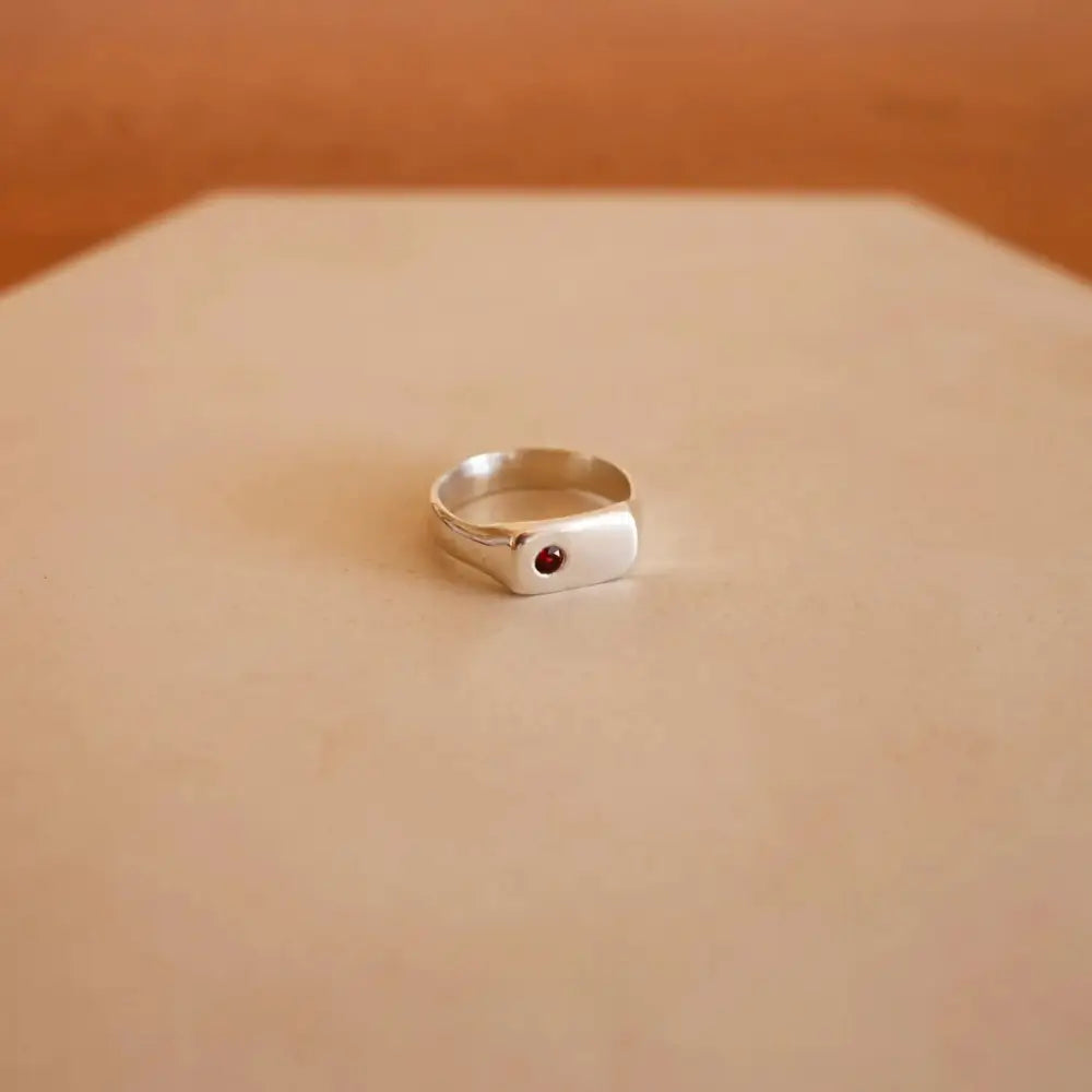 Star of the Sea Garnet Signet Ring | Gold Vermeil and Sterling Silver