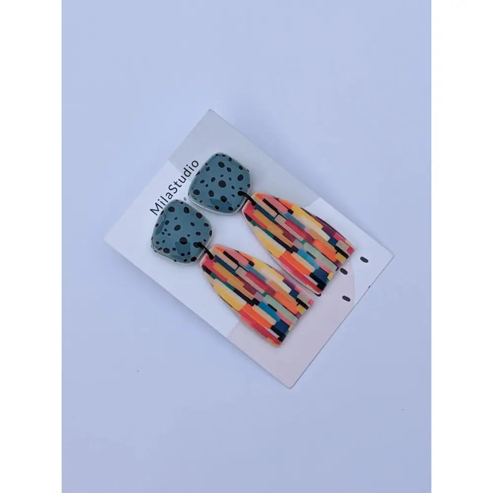 Statement Earrings by Mila Studio • Drop Earrings for Everyday • Birthday Gift for Her • Colourful Jewellery • Art Deco Dangle Earrings