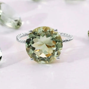 Sterling Silver 5 Carat Green Amethyst Ring “Ms. Luscious” - A Stunning Gift for Her, Perfect for Birthdays and Everyday Elegance.