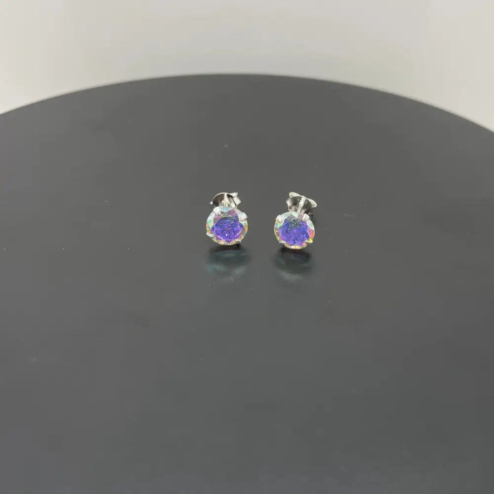Sterling Silver Aurora Borealis Stud Earrings, Cubic Zirconia