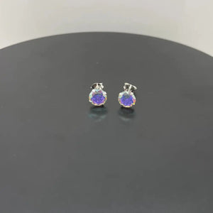 Sterling Silver Aurora Borealis Stud Earrings, Cubic Zirconia