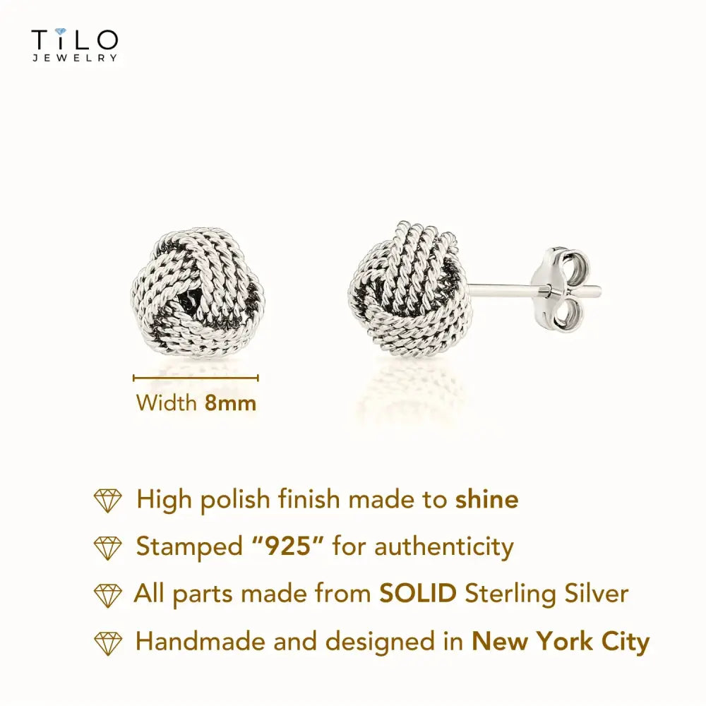 Sterling Silver Braided Love Knot Stud Earrings