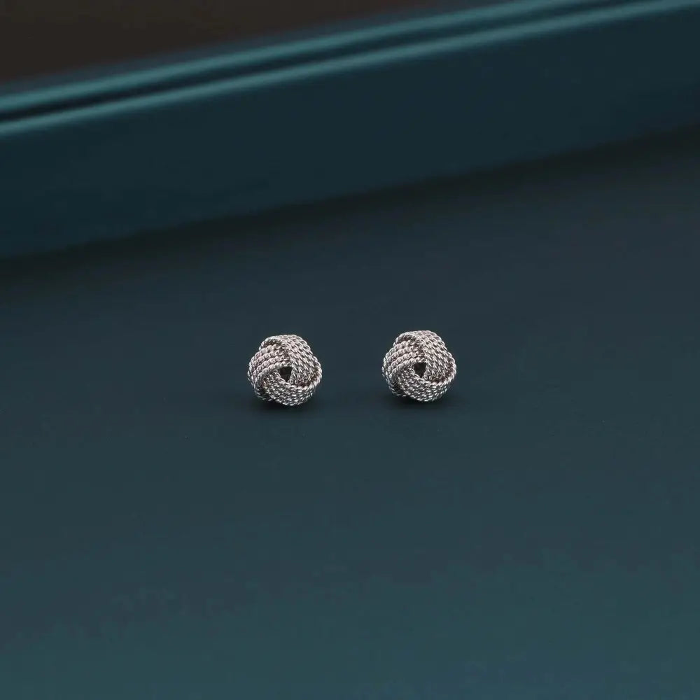 Sterling Silver Braided Love Knot Stud Earrings