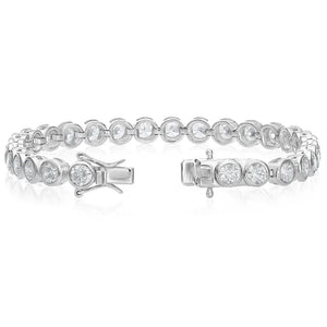 Sterling Silver Classic Bezel Set Simulated Diamond Tennis Bracelet, 7 Inch