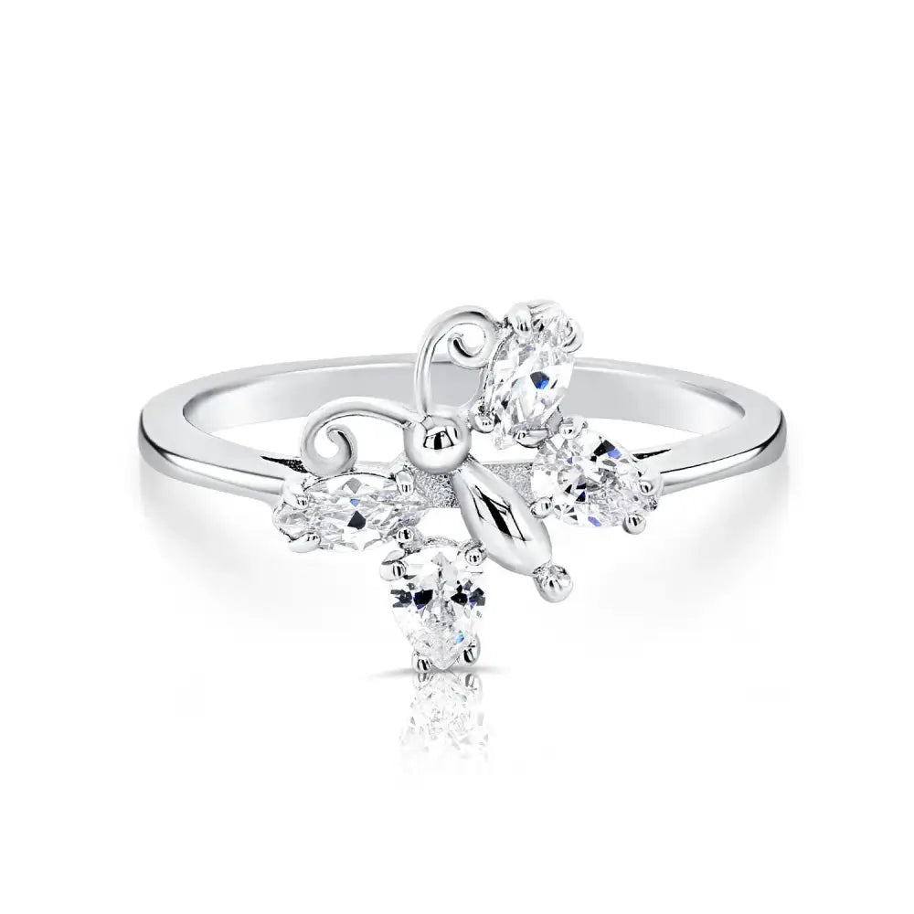 Sterling Silver CZ Birthstone Butterfly Ring – Personalized Sparkle for Birthdays, Mother’s Day & Special Gifts.