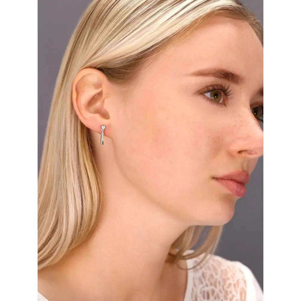 Sterling Silver CZ Cupid's Arrow Dangle Earrings - Elegant & Dazzling.