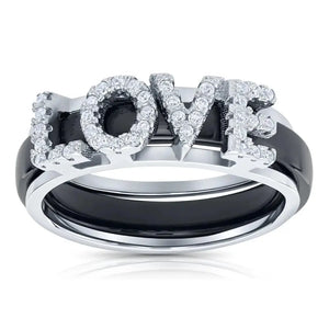 Sterling Silver CZ Double LOVE Ring – Elegant 2-in-1 Romantic Statement Ring for Anniversaries & Everyday Wear.