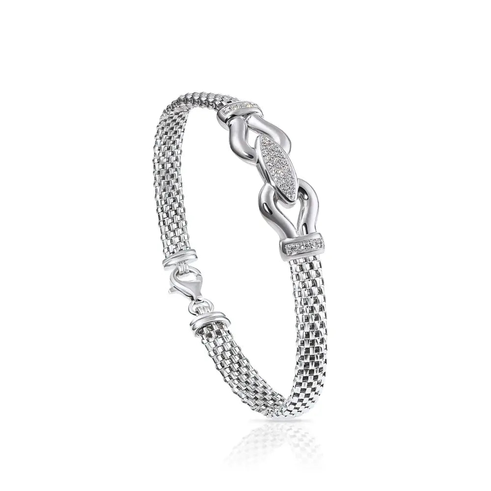 Sterling Silver CZ Italian Reversal Bracelet