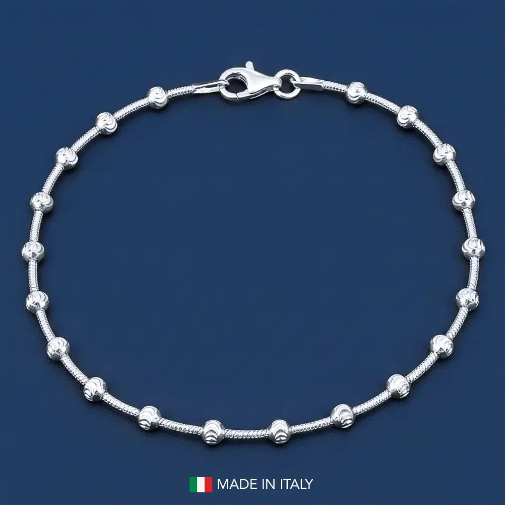 Sterling Silver Diamond-Cut Moon Bracelet
