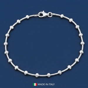 Sterling Silver Diamond-Cut Moon Bracelet