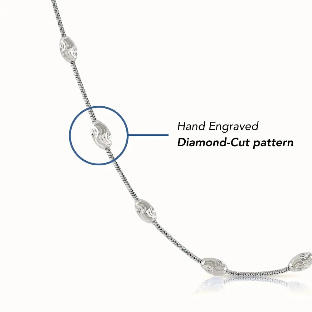 Sterling Silver Diamond-Cut Oval Bead Bracelet