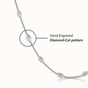 Sterling Silver Diamond-Cut Oval Bead Bracelet