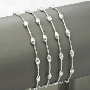 Sterling Silver Diamond-Cut Oval Bead Bracelet