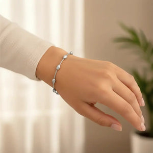 Sterling Silver Diamond-Cut Oval Bead Bracelet