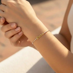 Sterling Silver "Dream" Script Bangle Bracelet