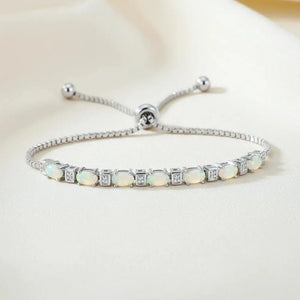 Sterling Silver Fire Opal Adjustable Bracelet