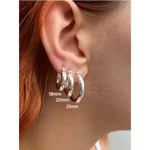 Sterling Silver Hoop Earrings 4Mm Thick Chunky 16 18 20 25 30 35Mm Diameter