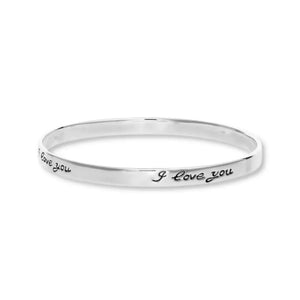 Sterling Silver "I Love You" Slip-On Bangle Bracelet, 7.5''