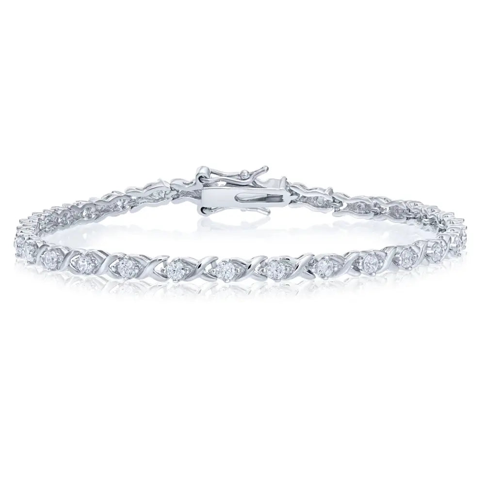 Sterling Silver Infinity X-Link Tennis Bracelet