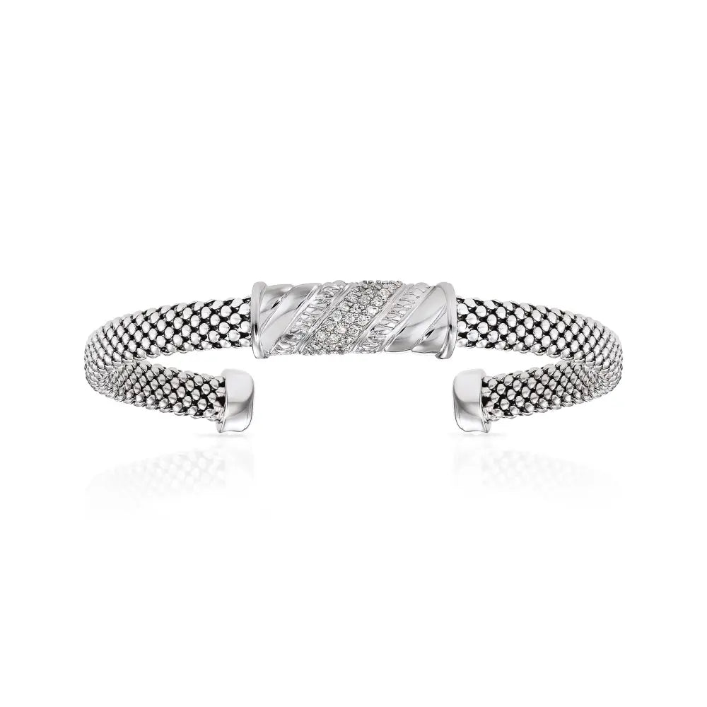 Sterling Silver Italian Bar Cuff Bracelet, Fits 7In-8In
