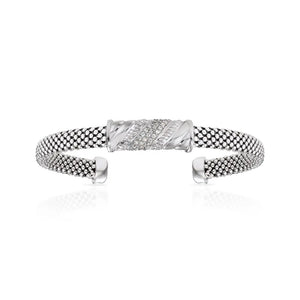 Sterling Silver Italian Bar Cuff Bracelet, Fits 7In-8In