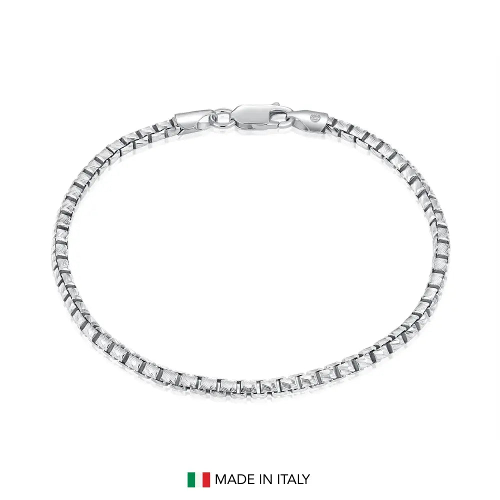Sterling Silver Italian Box Chain Bracelet, 7.5"