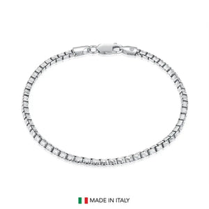 Sterling Silver Italian Box Chain Bracelet, 7.5"