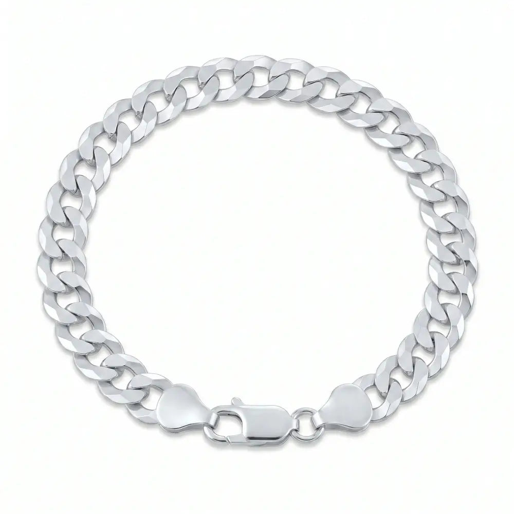 Sterling Silver Italian Curb Link Bracelet, Lobster Lock