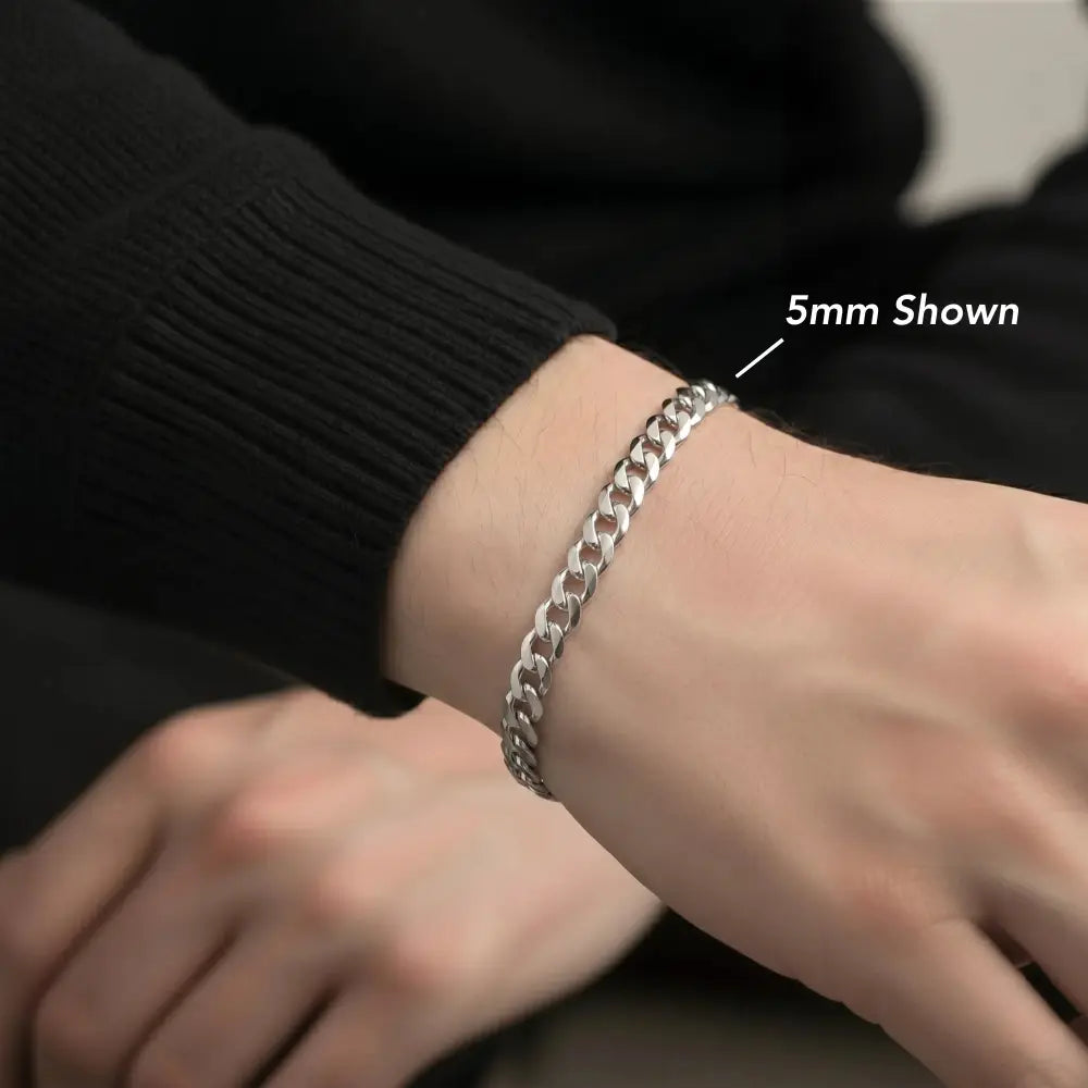Sterling Silver Italian Curb Link Bracelet, Lobster Lock
