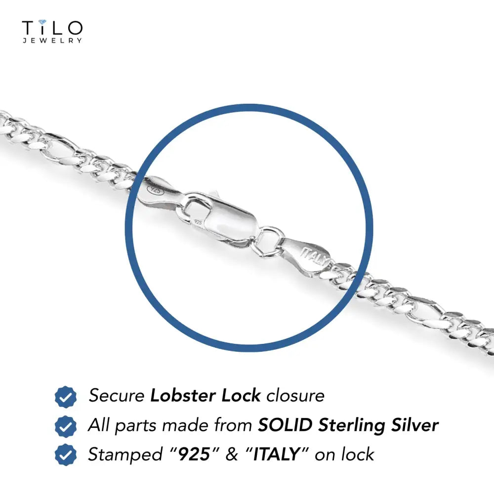 Sterling Silver Italian Figaro Chain Bracelet