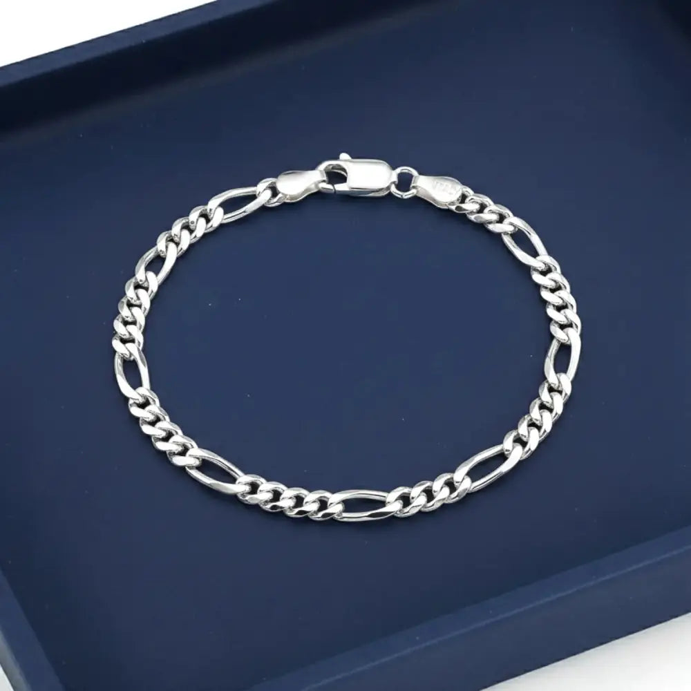 Sterling Silver Italian Figaro Chain Bracelet