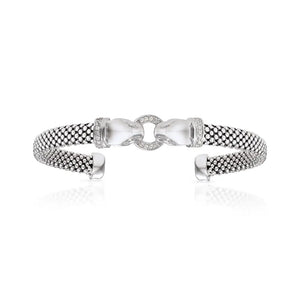Sterling Silver Jaguar Cuff Italian Bracelet, Fits 6-7In