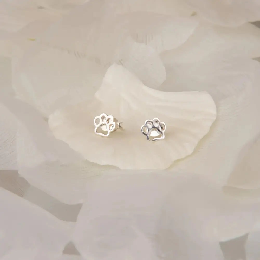 Sterling Silver Paw Stud Earrings | 6 Mm Cutout Paw Print Design | Hypoallergenic | Perfect Jewellery Gift for Animal Lovers