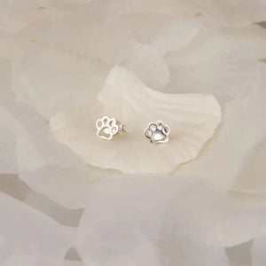 Sterling Silver Paw Stud Earrings | 6 Mm Cutout Paw Print Design | Hypoallergenic | Perfect Jewellery Gift for Animal Lovers
