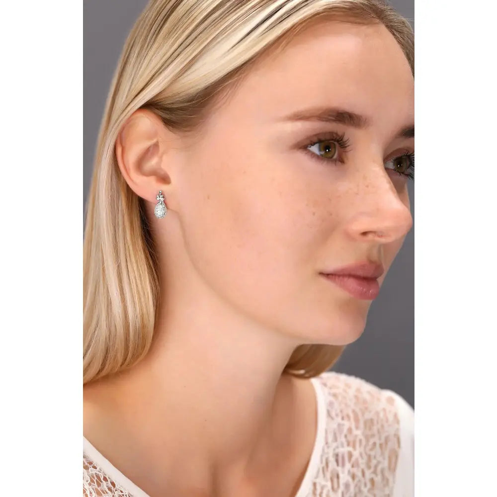 Sterling Silver Pineapple Stud Earrings with CZ - Tropical Fruit Charm.