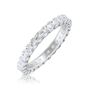 Sterling Silver Simulated Diamond Eternity Band Ring, 2.5Mm