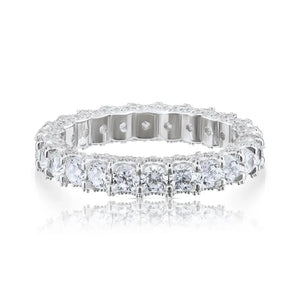 Sterling Silver Simulated Diamond Eternity Band Ring, 3Mm