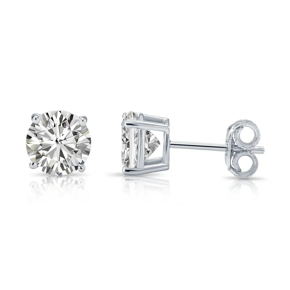 Sterling Silver Simulated Diamond Studs, with Secure Pushbacks