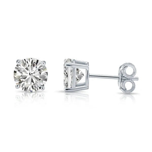 Sterling Silver Simulated Diamond Studs, with Secure Pushbacks