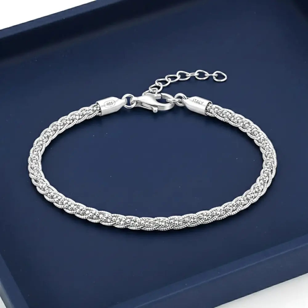 Sterling Silver Twisted Rope Snake Chain Bracelet
