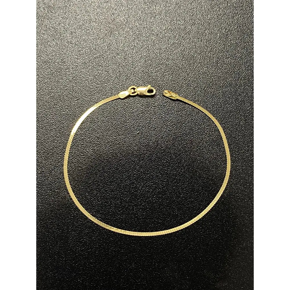 Stunning 10K Solid Gold Herringbone & Liquid Link Bracelet for Women - Elegance Redefined!.