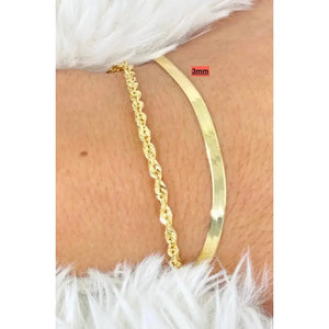 Stunning 10K Solid Gold Herringbone & Liquid Link Bracelet for Women - Elegance Redefined!.