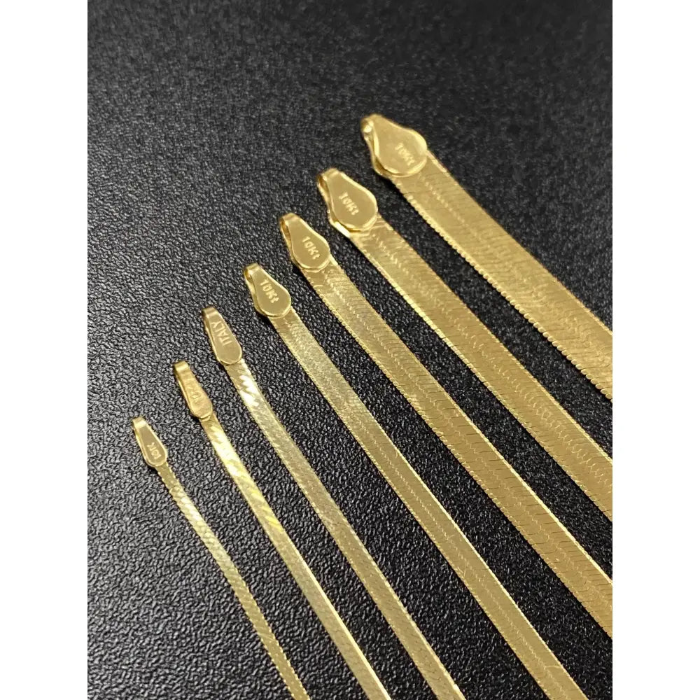 Stunning 10K Solid Gold Herringbone & Liquid Link Bracelet for Women - Elegance Redefined!.