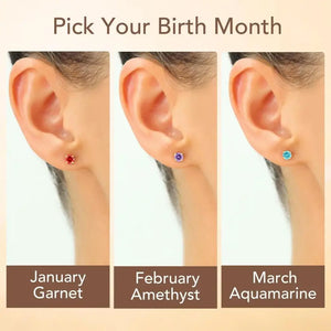 Stunning 10K Solid Yellow Gold Birthstone Stud Earrings - 5mm Pushback Sleeper Style, Available in 12 Vibrant Colors!.