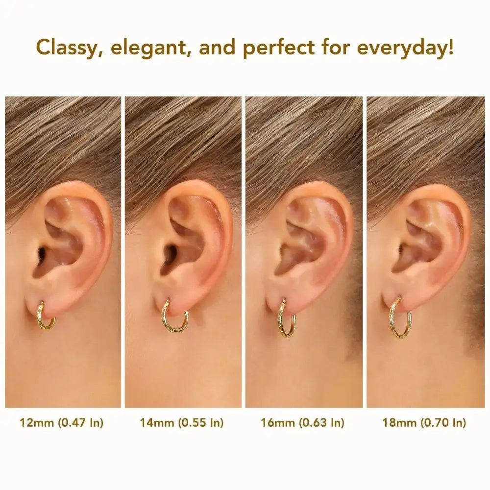 Stunning 10K Yellow Gold Hand-Engraved Diamond-Cut Hoop Earrings - Made in the USA!.