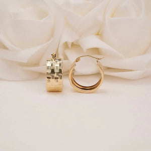 Stunning 14K Gold 8mm Textured Hoop Earrings - Elegance & Versatility for Her!.