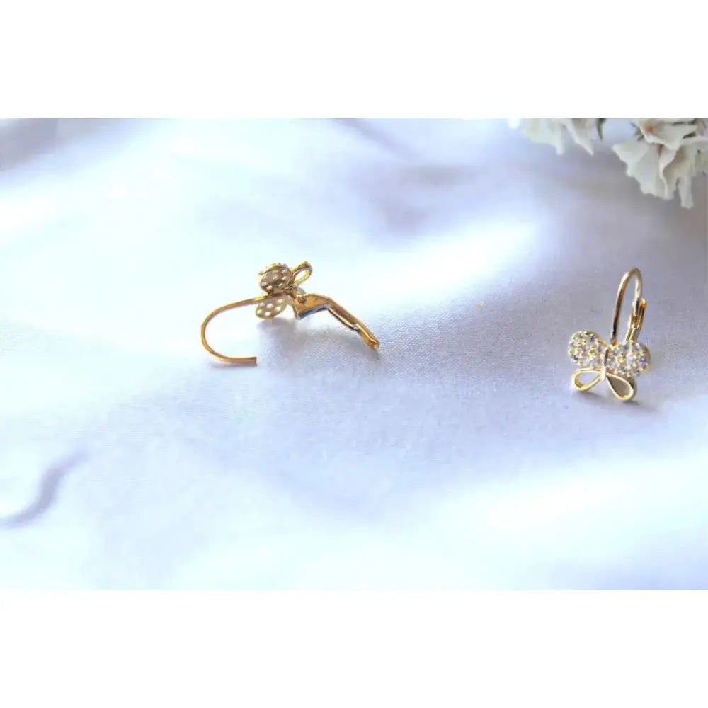 Stunning 14K Gold Butterfly Leverback Earrings - Exquisite Handmade Dangle Jewelry Gift for Her.